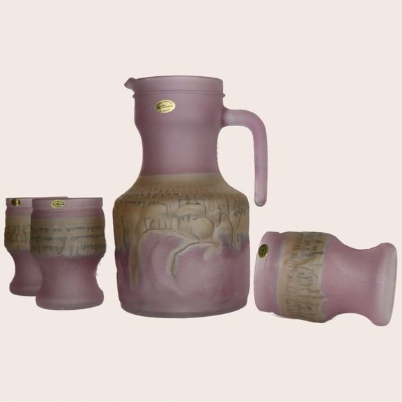 Vintage handblown pitcher set made in Israel - Picture 1 of 3
